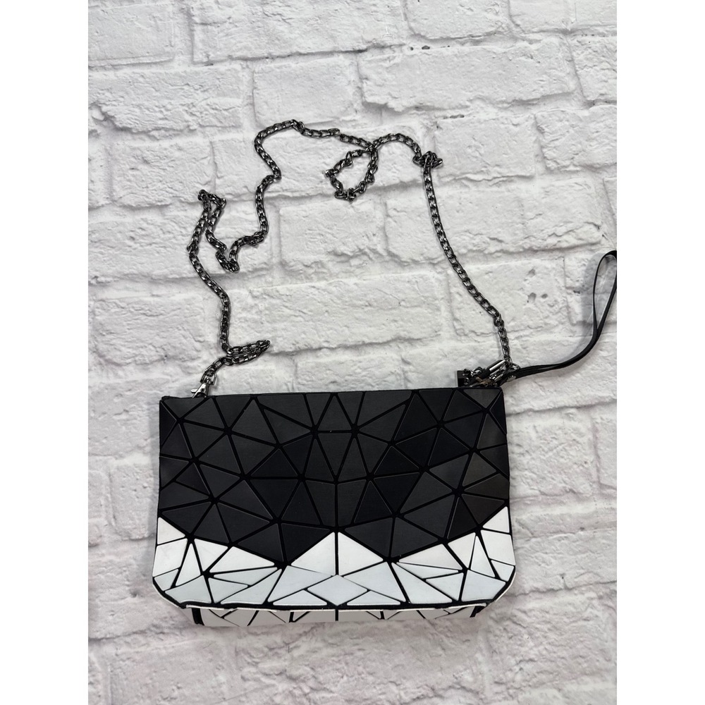 Patrizia Luca Crossbody Bag Womens Small Black White Excellent Geometric Clutch